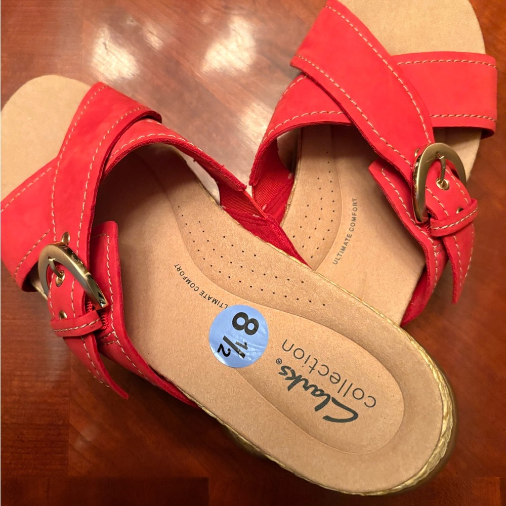 Clarks Women's Bold Red Buckle Sandals